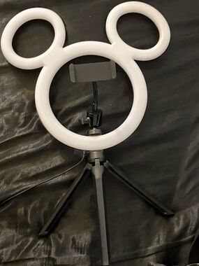 Disney White Mickey Ears Ring Light with Black Tripod